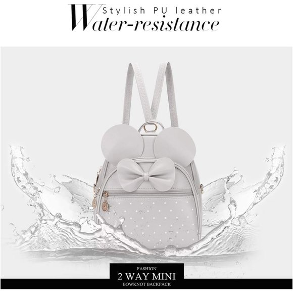 Bowknot Polka Dot Mini Backpack And Convertible Shoulder Bag Purse for Women - Picture 6 of 7